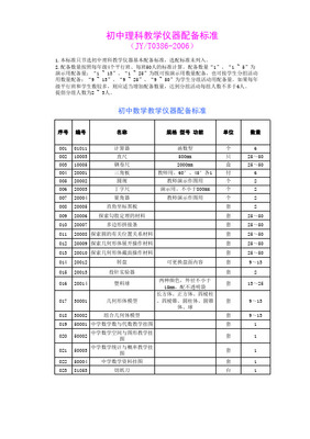 初中物理教学仪器配备标准与教学仪器应用指南
